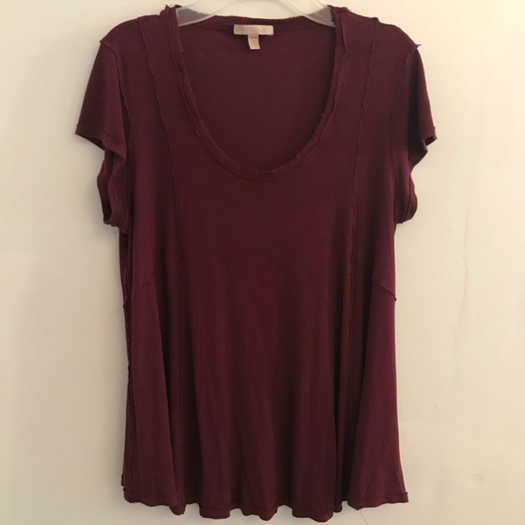 Anthropologie Tops - •Anthropologie• Bordeaux Exposed Seam Top